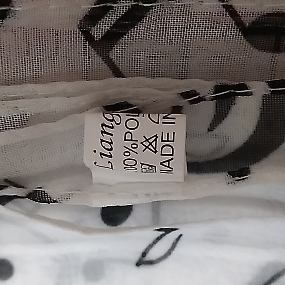 Chiffon Black Music Note Print Wrap Scarf White + Scarf Buckle - Picture 10 of 16